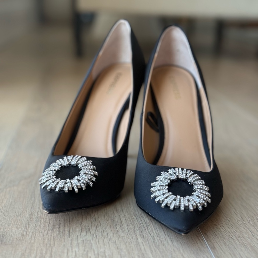 Express Black Embellished Women's Heels - Picture 9 of 12